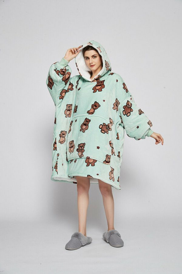 Hoodie Oversized Hugger - Cute Teddy Bear Print