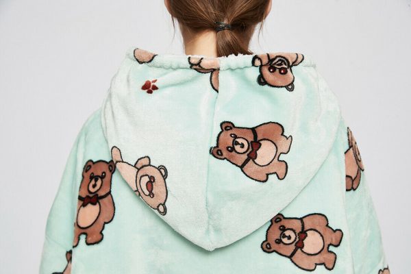 Hoodie Oversized Hugger - Cute Teddy Bear Print