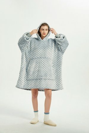 Hoodie Oversized Hugger - Polka Dot Blue & Grey