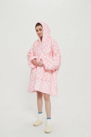 Hoodie Oversized Hugger - Polka Dot Pink